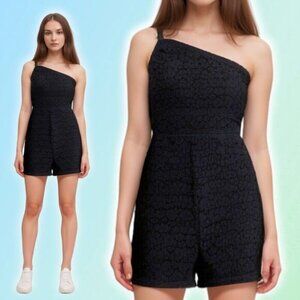 NWT ZARA Lace Asymmetrical Romper Sz Small Black